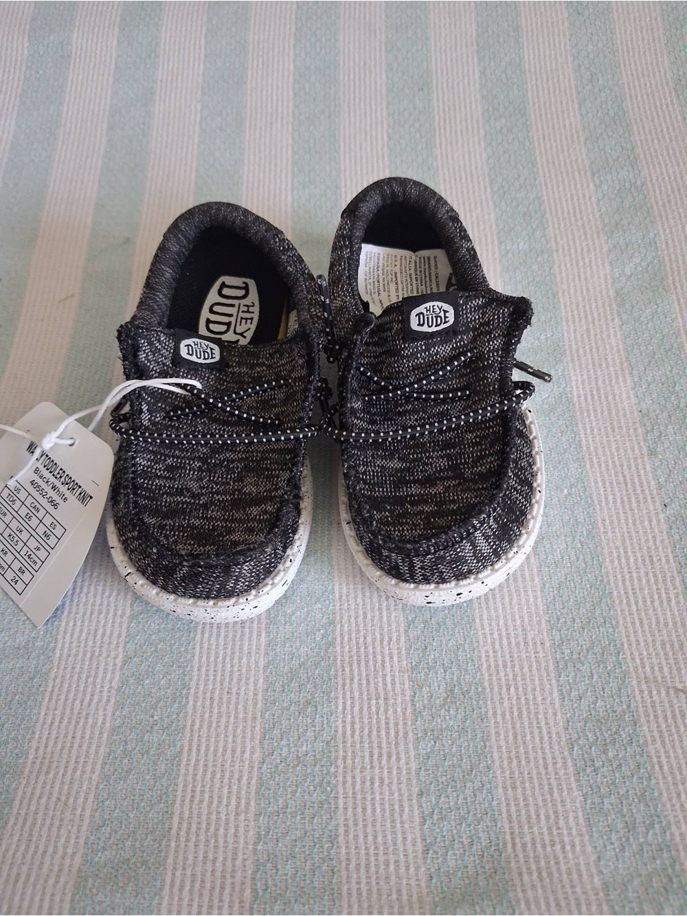 Hey Dude Kids Black & White Knit Slip-On Shoes